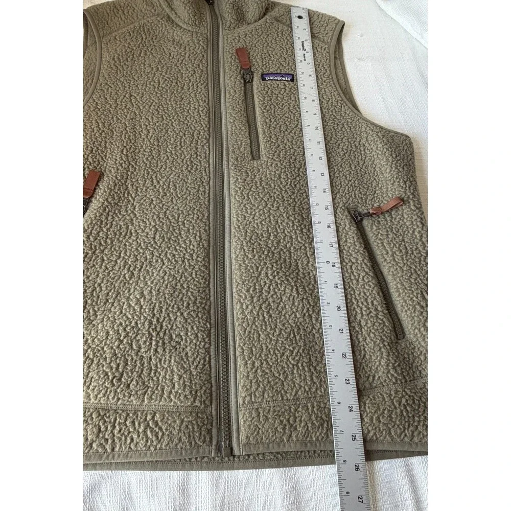Patagonia Retro Pile Fleece Vest Men's Medium Sage Khaki Full Zip Outdoor